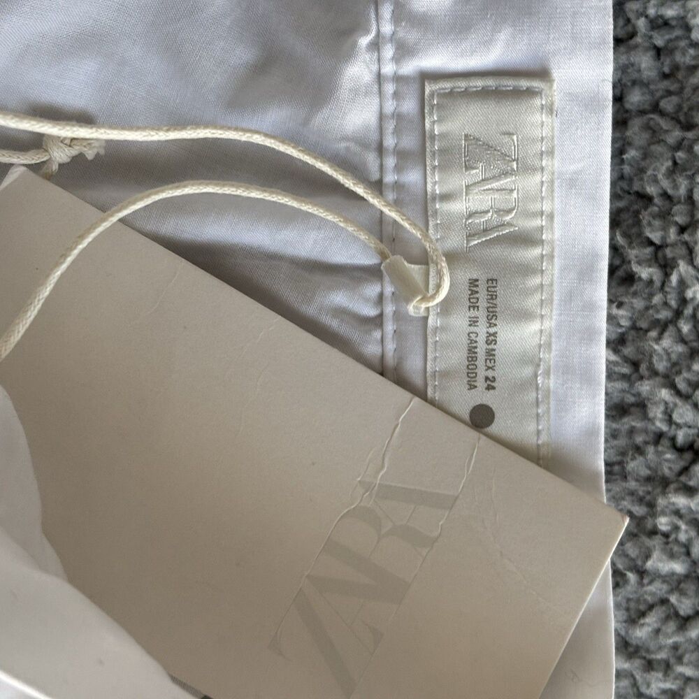 Zara 100% Cotton Poplin Midi Skirt Sz XS White - Picture 9 of 11